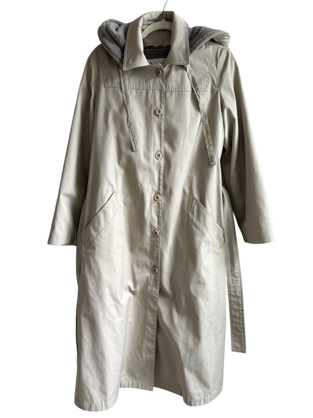 London Fog - Women’s Long Coat, Removable Inner Layer & Hood - Size 10 - Tan